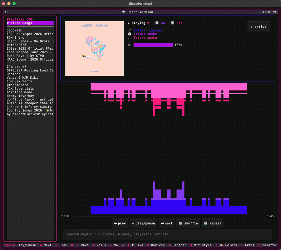 Switching color palettes live