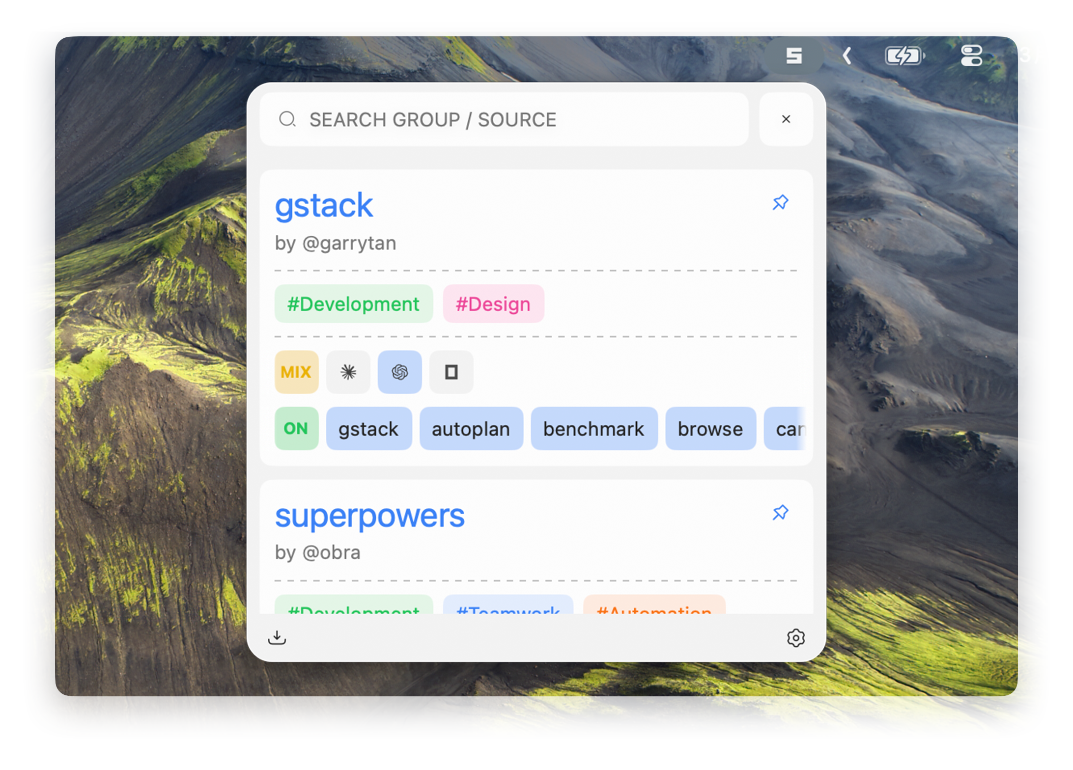 Menu bar quick config