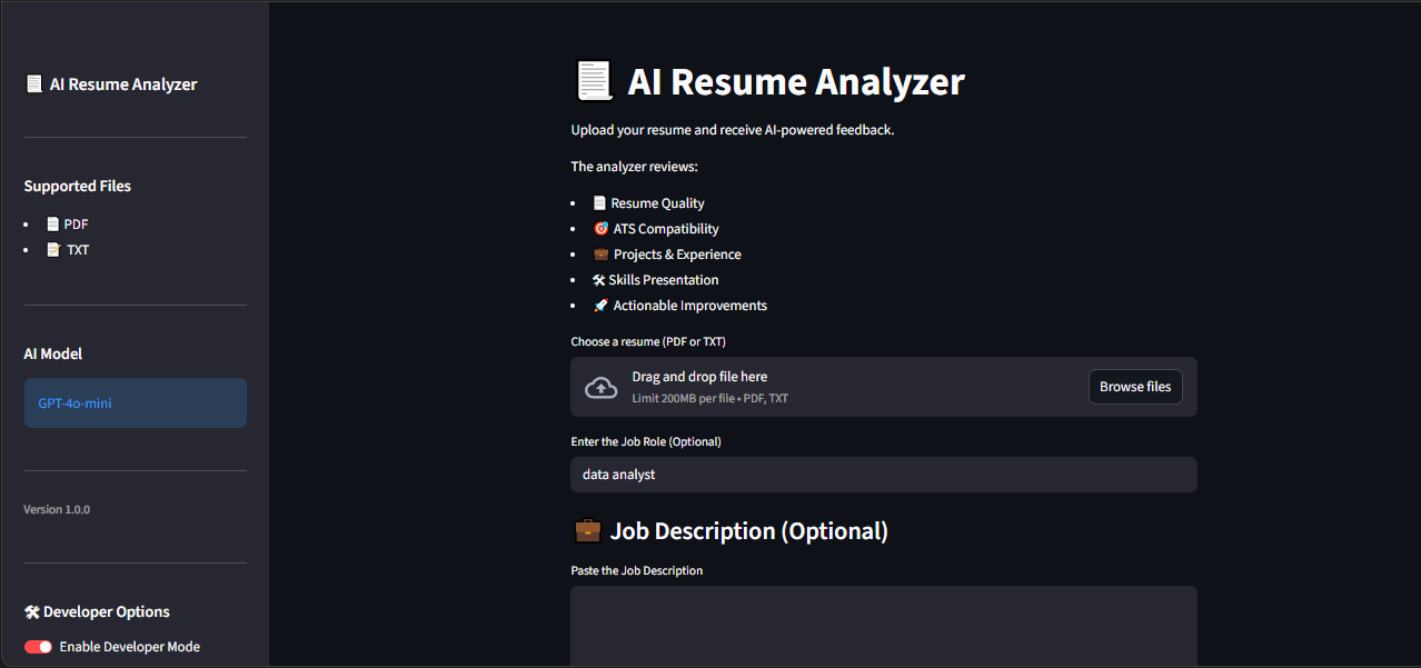 AI Resume Analyzer Interface Preview