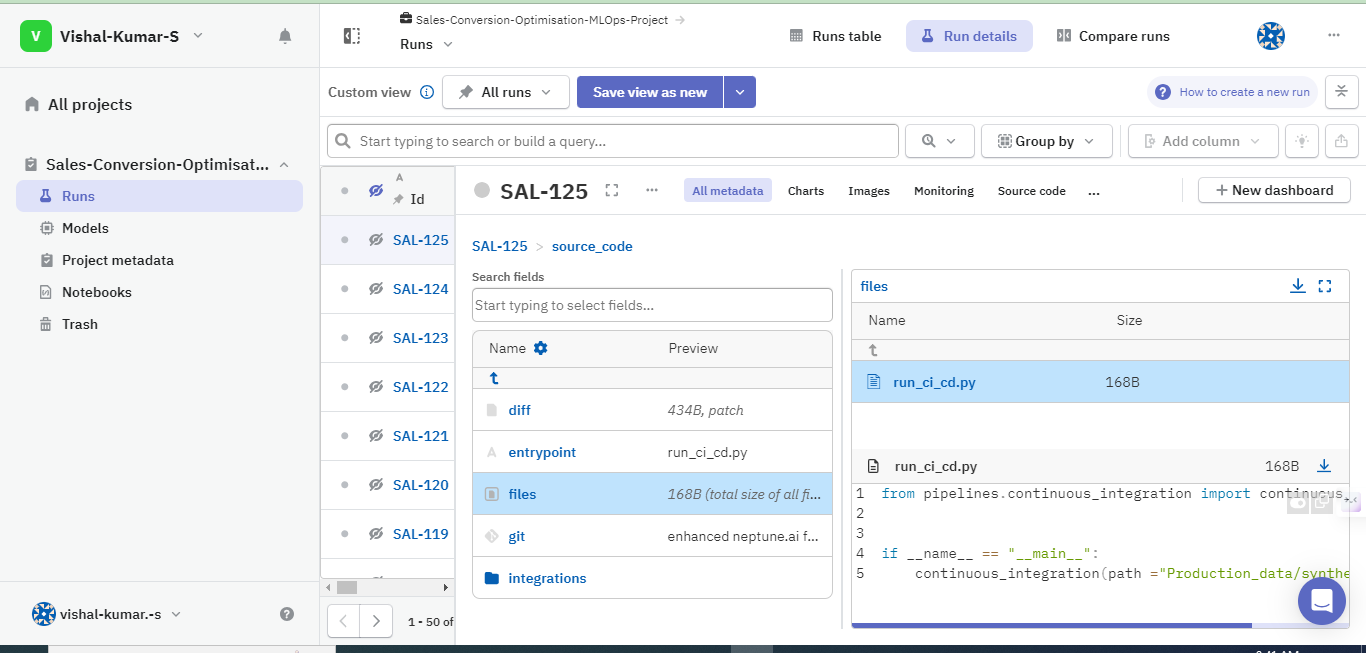 Neptune.ai Dashboard Code files