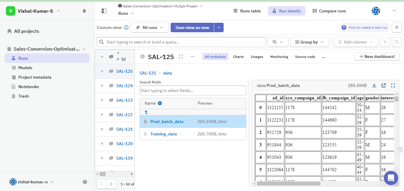 Neptune.ai Dashboard Datasets