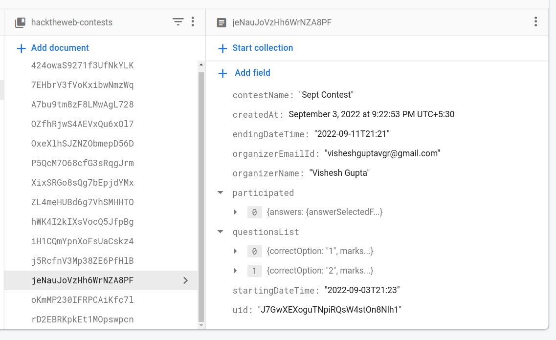 Contests Schema