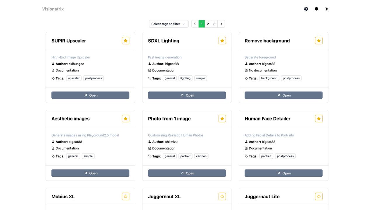 Visionatrix UI Light Mode