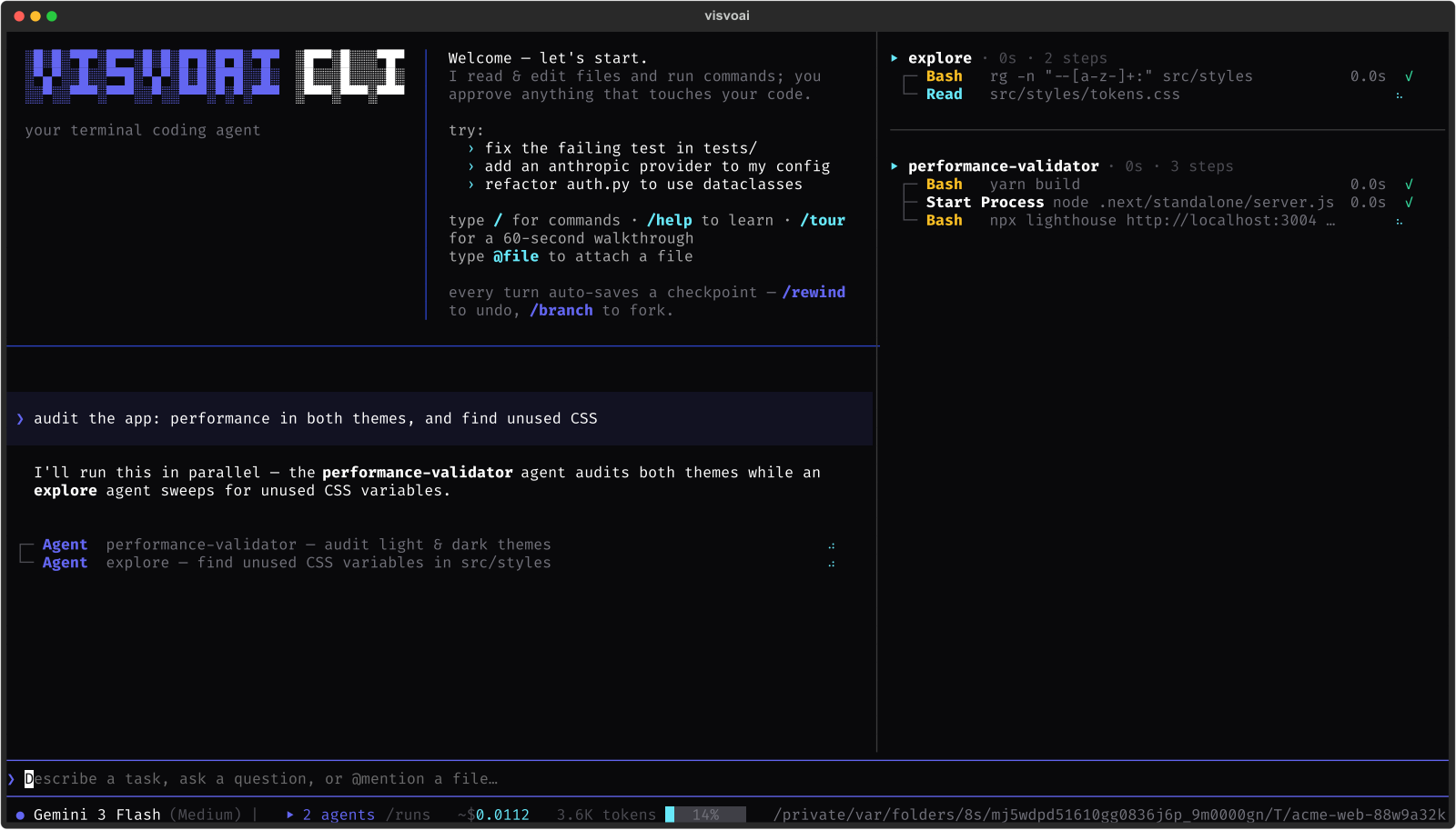 Two subagent dispatches running in parallel with live streaming logs