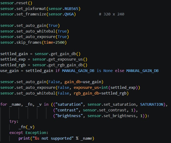 Camera initialisation code
