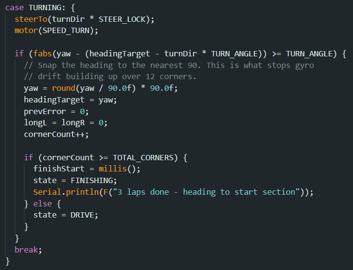 Turning state machine code