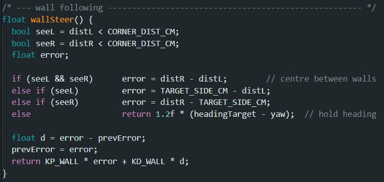 Wall following code