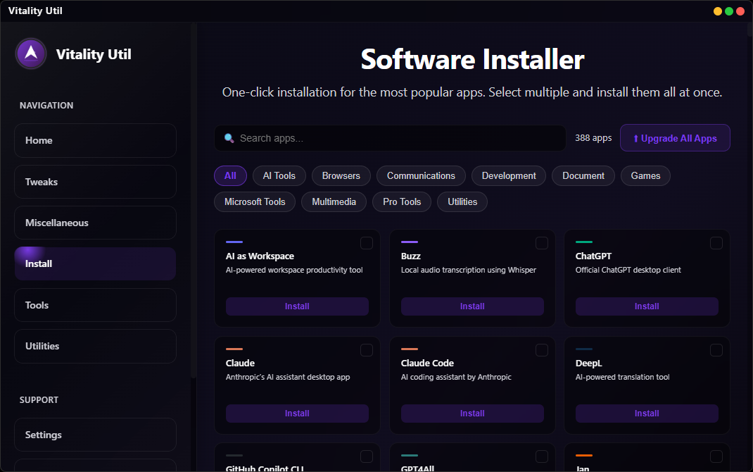 Install Your Apps Screen