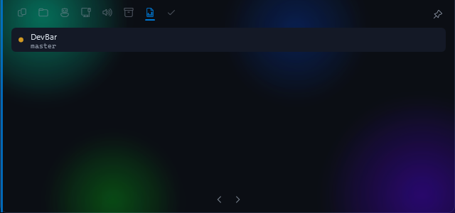 DevBar Git Status module showing a watched repo on branch master