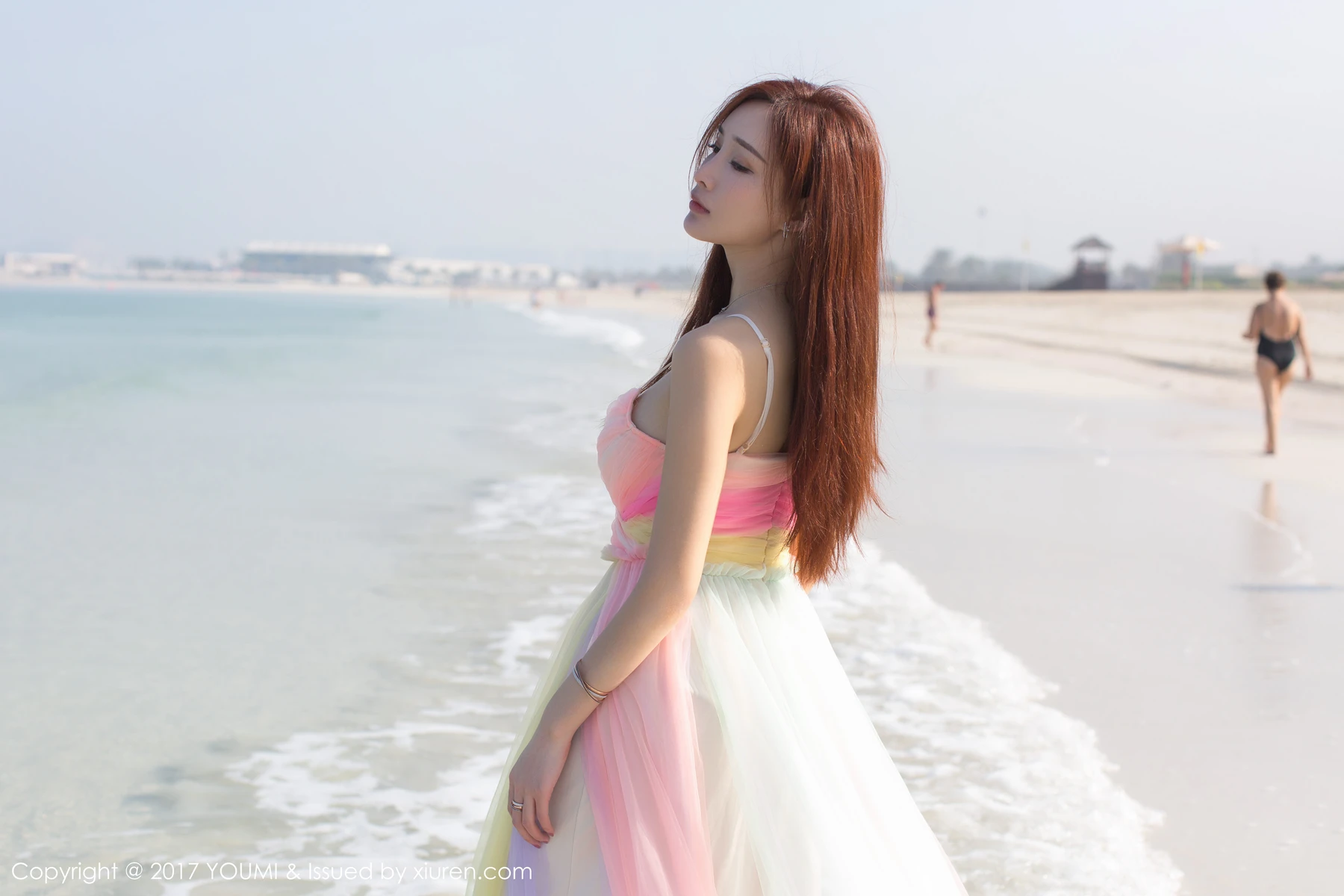 YouMi尤蜜荟 Vol.092_嫩模土肥圆矮挫穷海边沙滩清新唯美风彩色长裙性感写真44P - 4