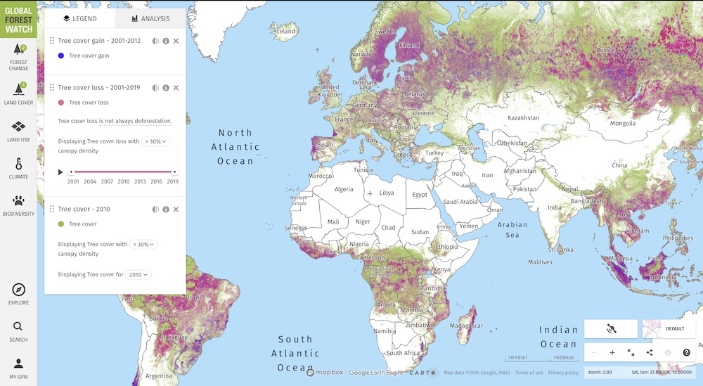 Global forest watch map
