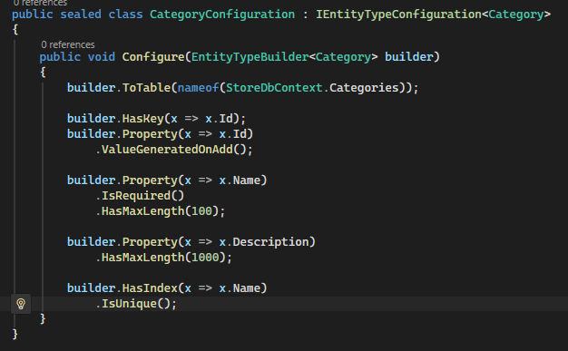 A generated EF Core entity configuration