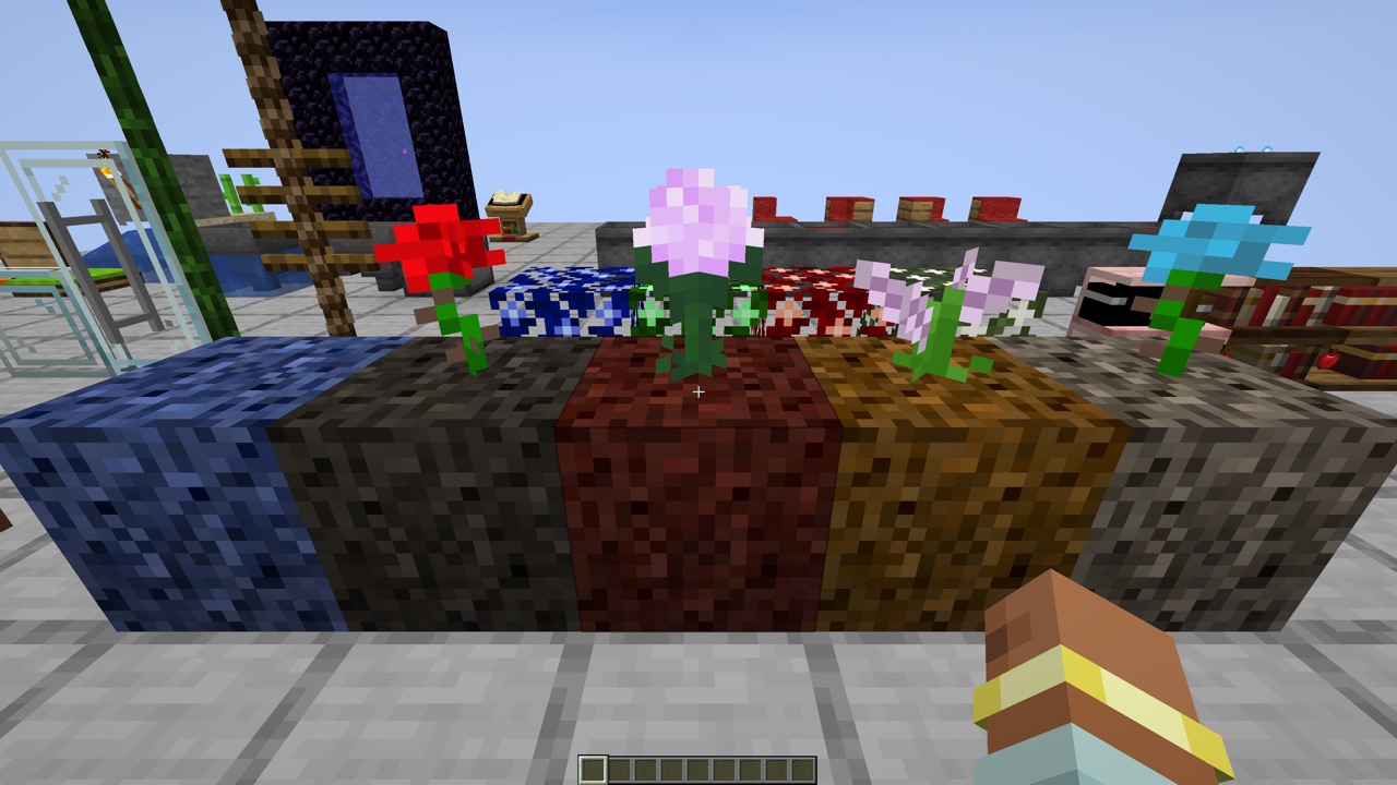 Mulch, flowers, ropes, glass door