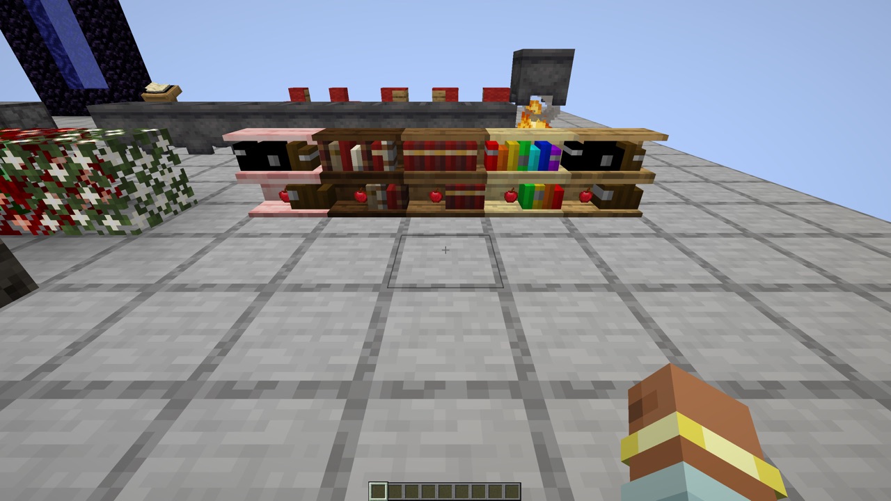 Shelves full of colored books