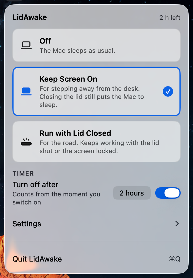 LidAwake screenshot 3