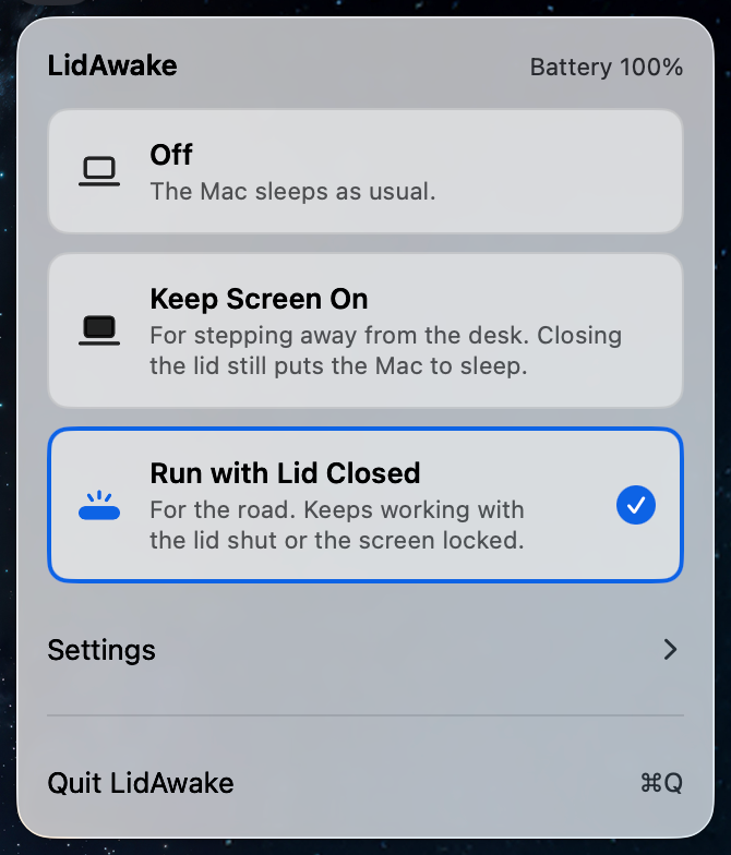 LidAwake screenshot 2