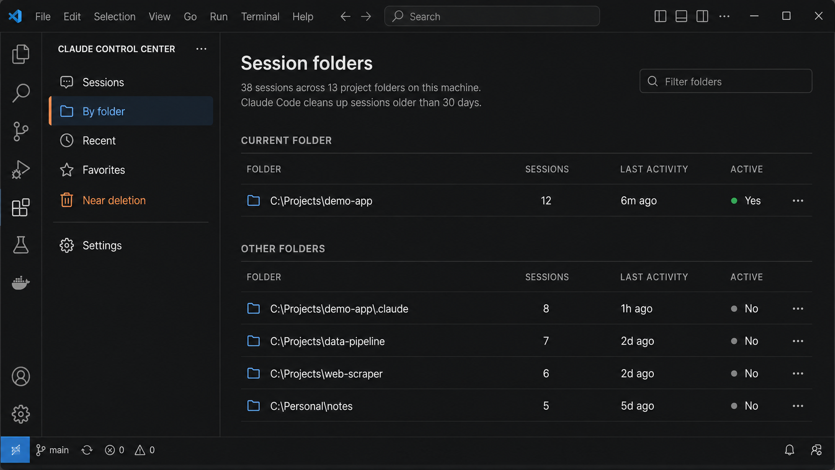 Claude Control Center session browser