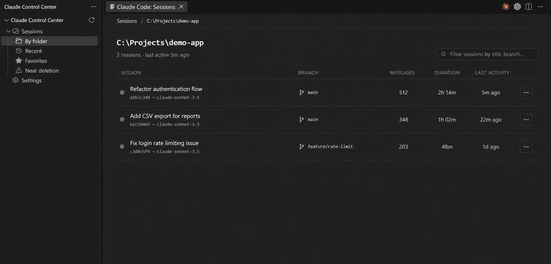 Recent, Favorites, and Near deletion views