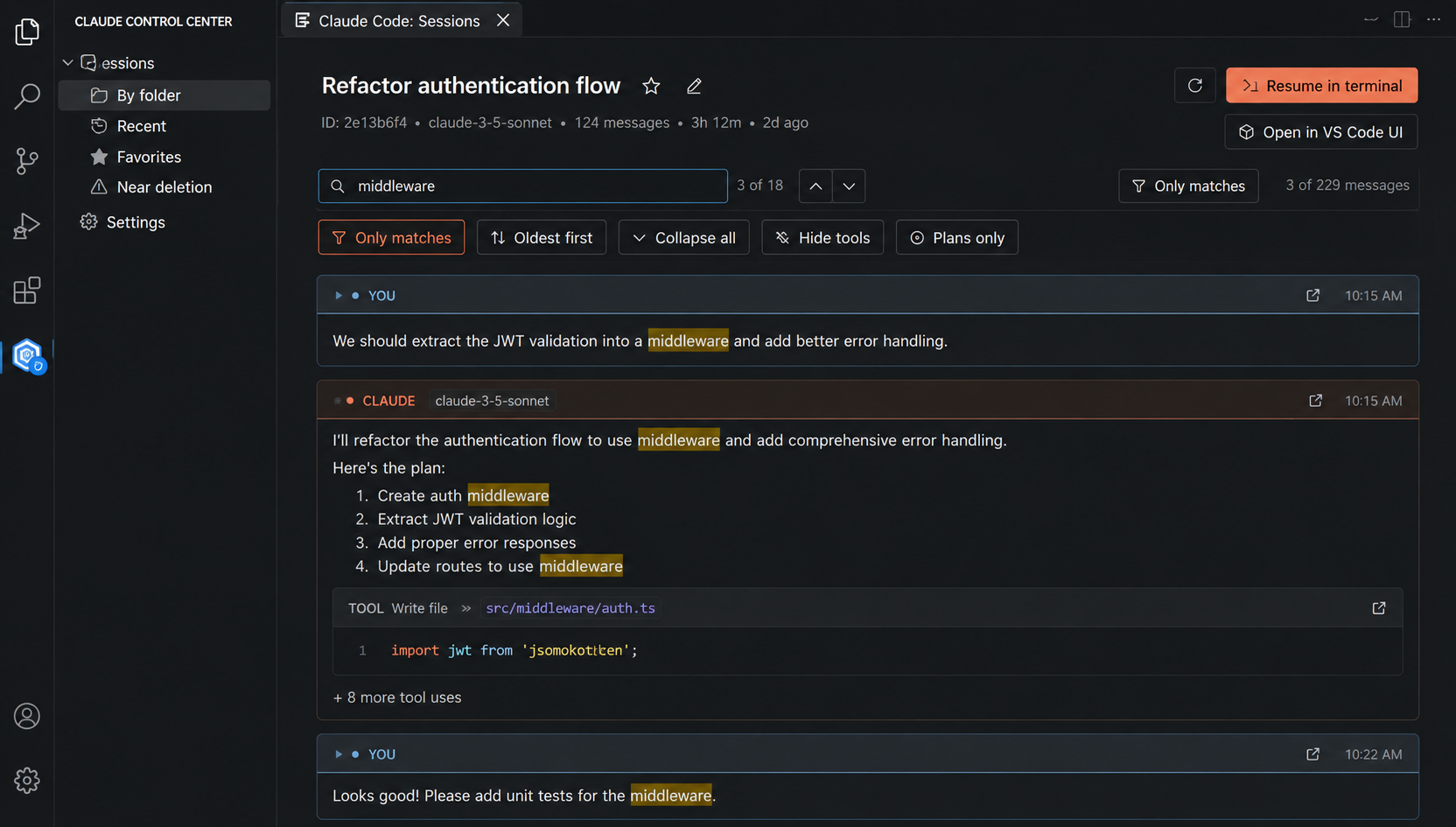 Search and filter Claude Code transcripts
