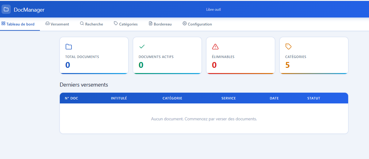 DocManager — tableau de bord