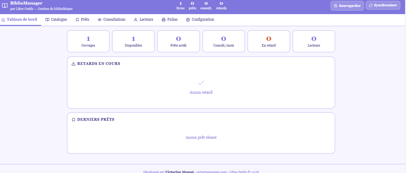 BiblioManager — tableau de bord