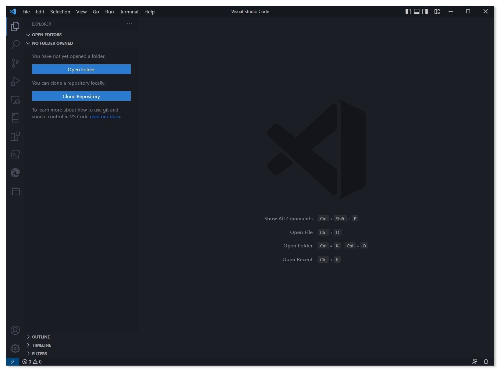 darktheme start screenshot