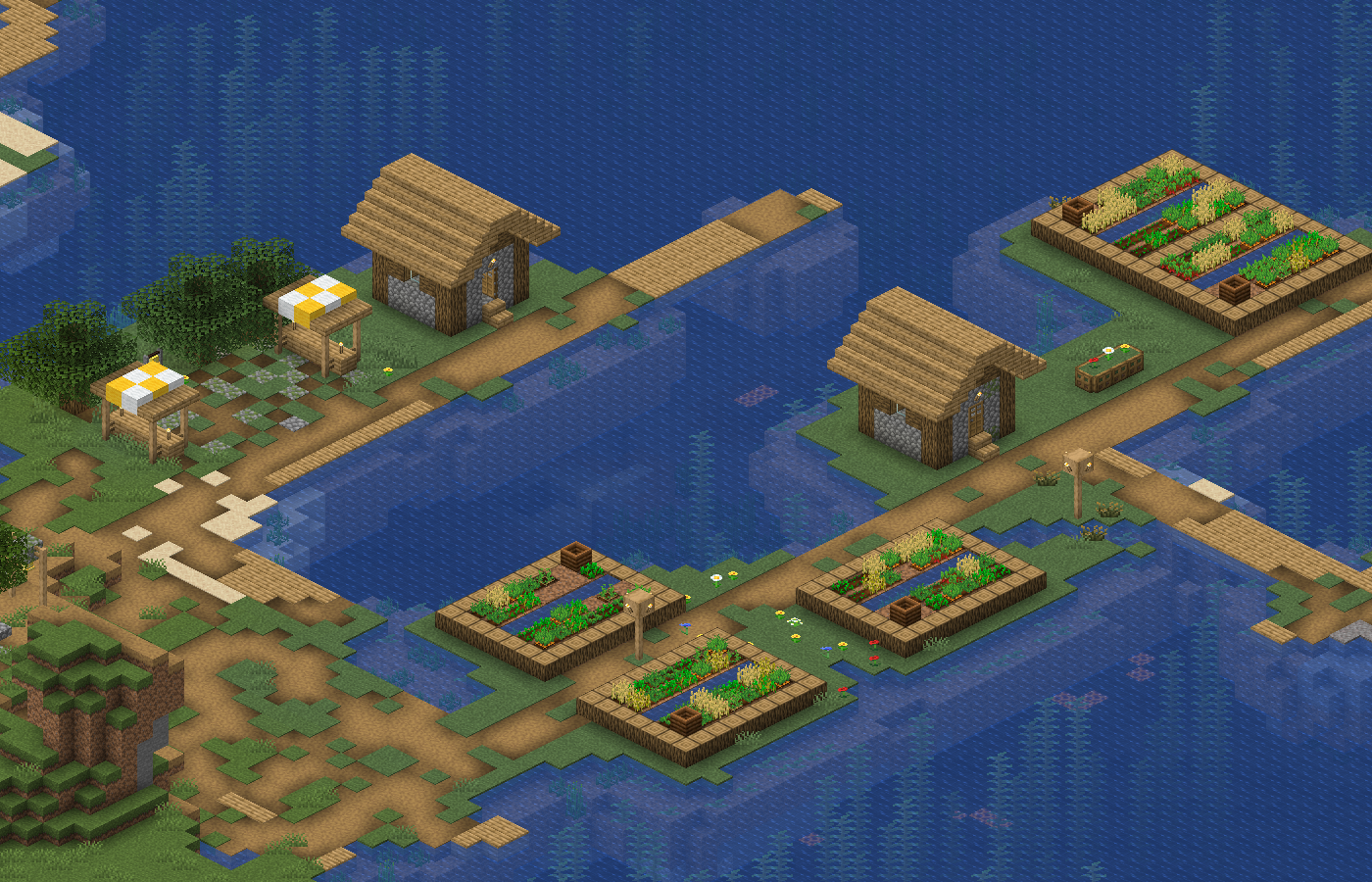 A village by the water, isometric