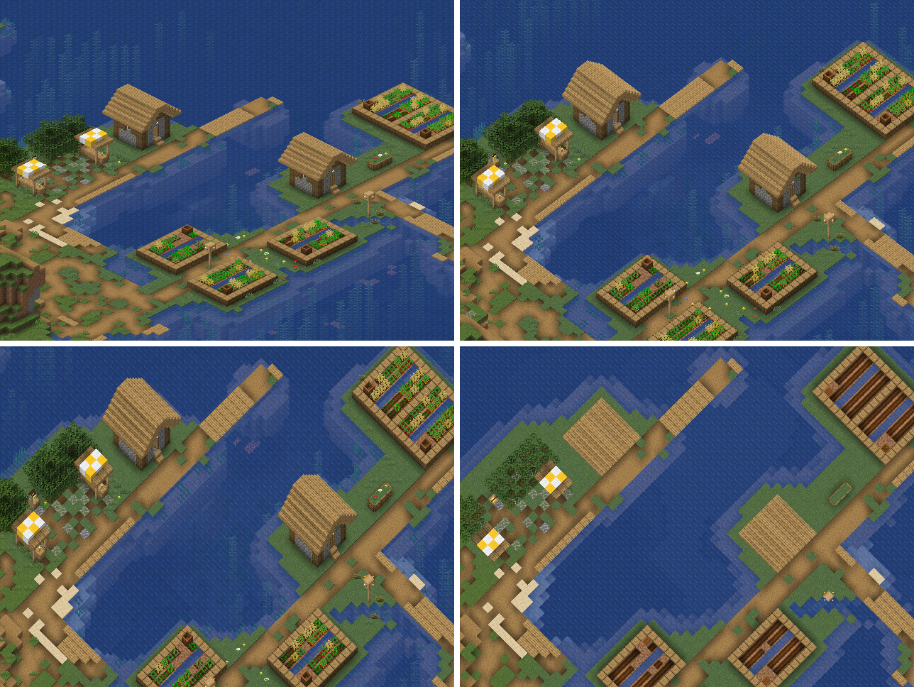The same village in 2:1, 4:3, 1:1 and from above
