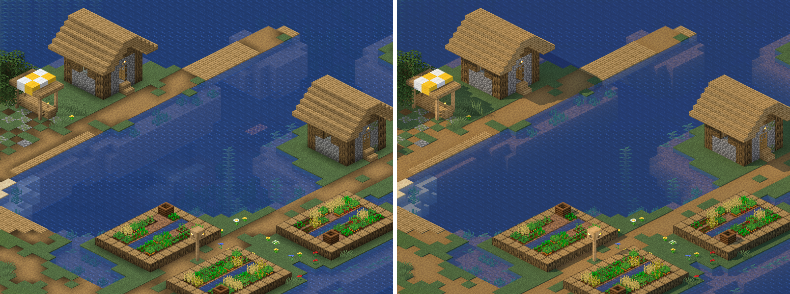 The same village as a map and with Cinematic