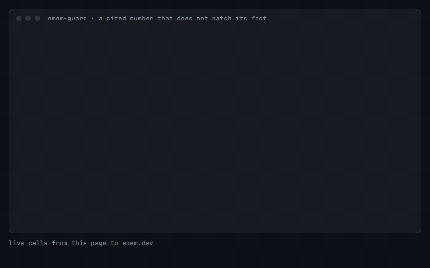 emem-guard denying a sentence that states a different value than the fact it cites, then allowing the corrected sentence.
