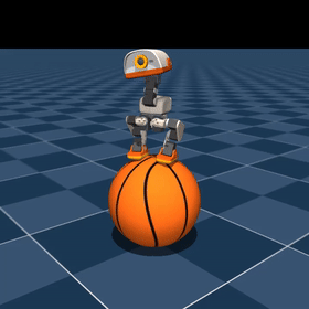 Microduck balancing and moving on a basketball