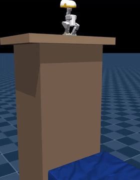 Raised-platform backflip in simulation