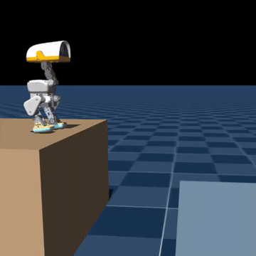 Raised-platform long jump in simulation