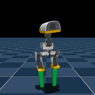 Animated preview of Microduck walking on green 10 cm stilts