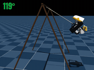 Animated preview of Microduck pumping itself on a swing
