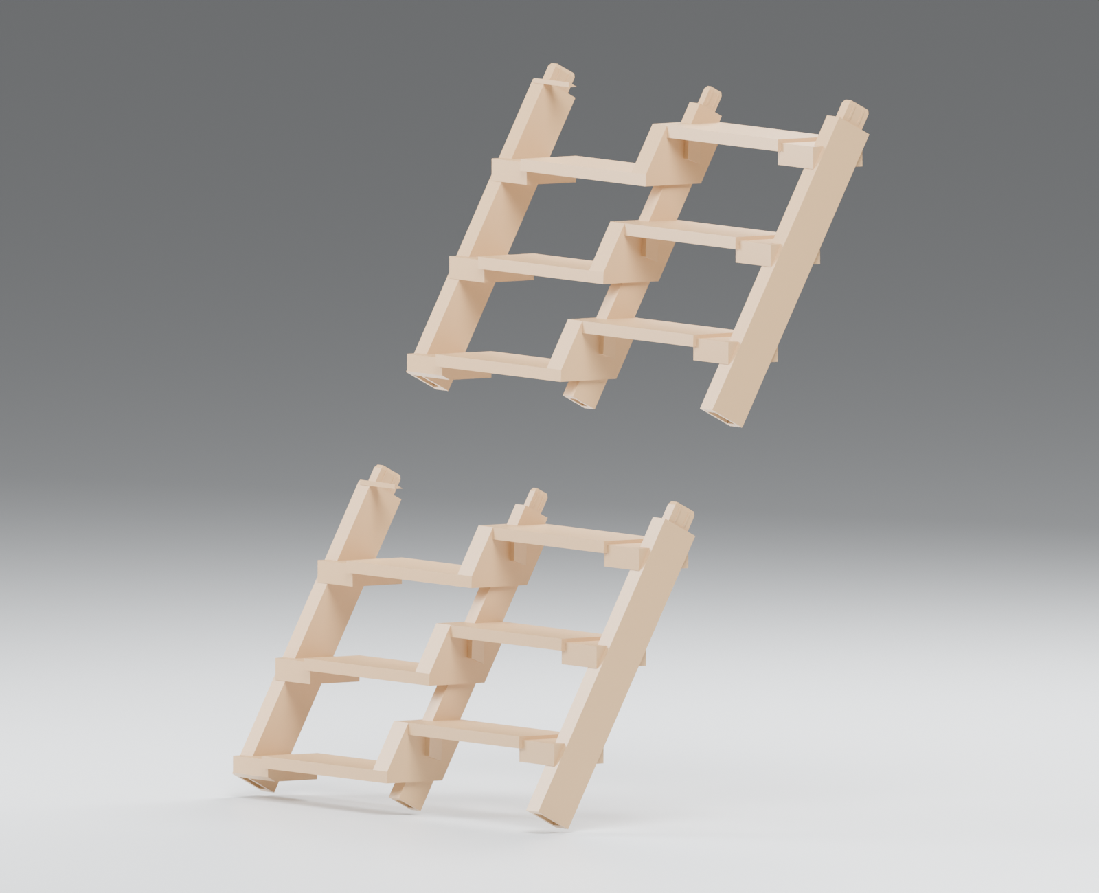 Stackable ladder modules and friction-fit joints