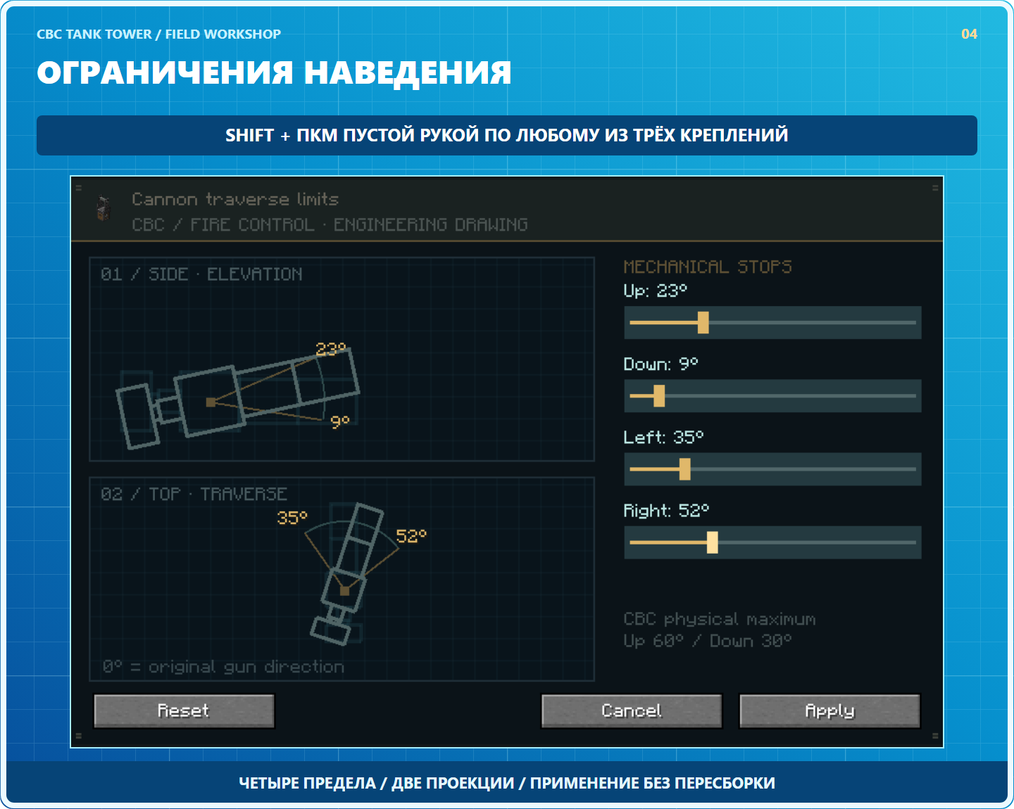 Ограничения наведения