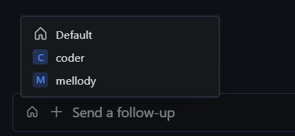 Profile menu showing the default and named profiles