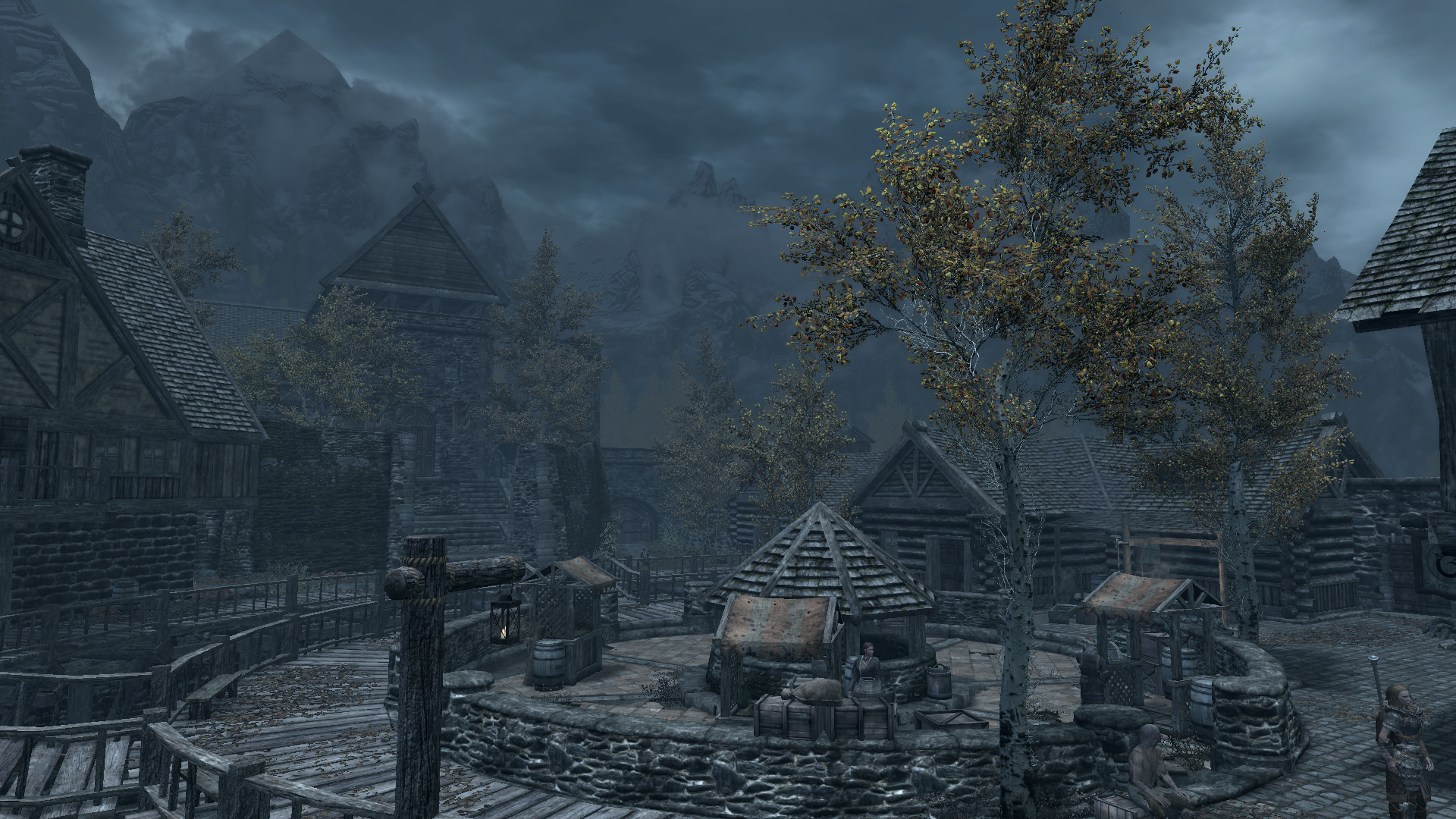 Riften - The market and Mistveil Keep