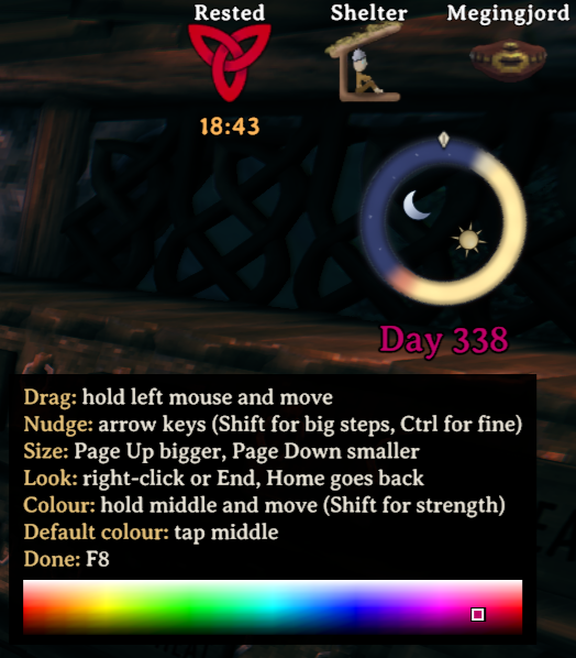 Daywheel in game, with its move menu and colour field open