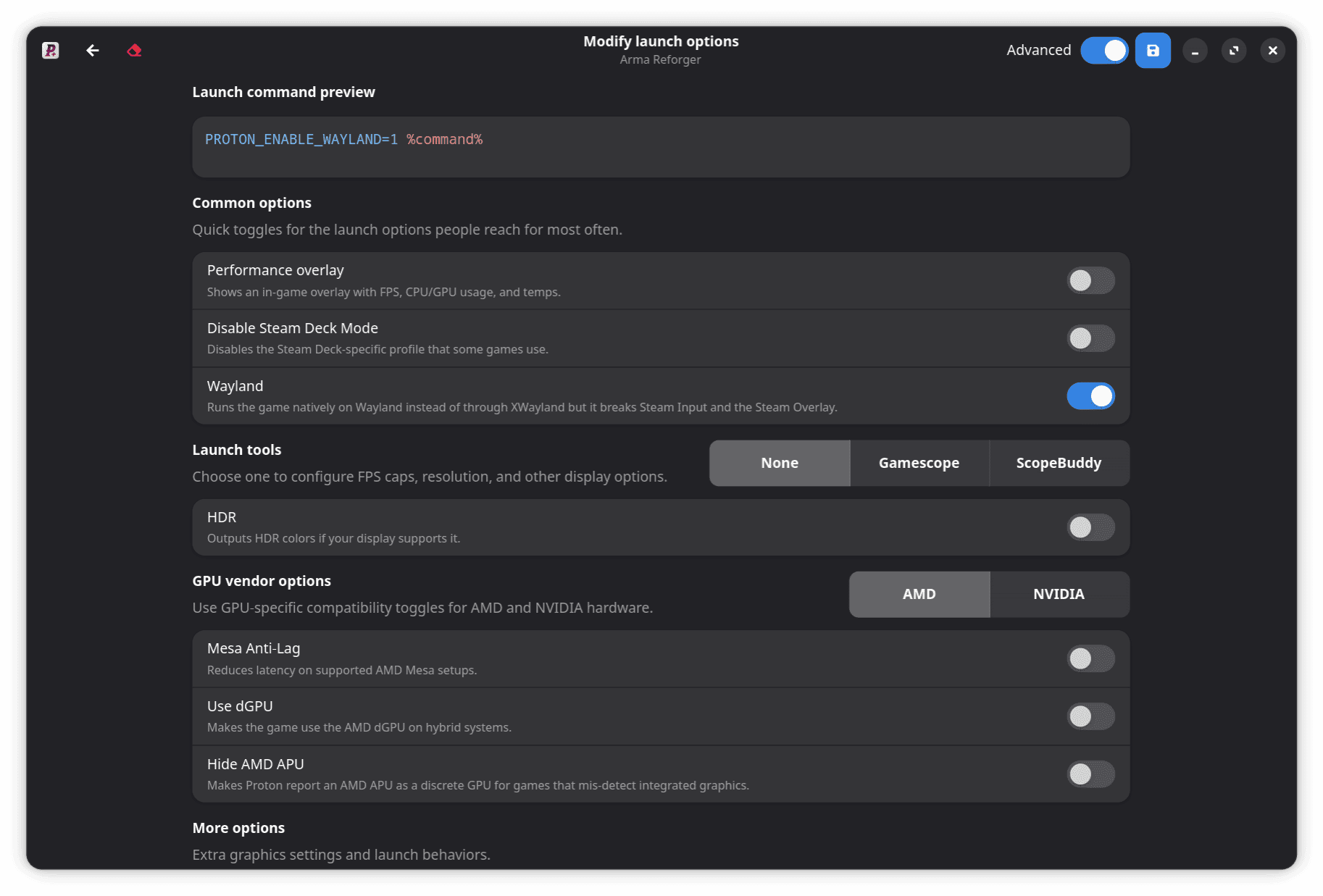 Launch Options