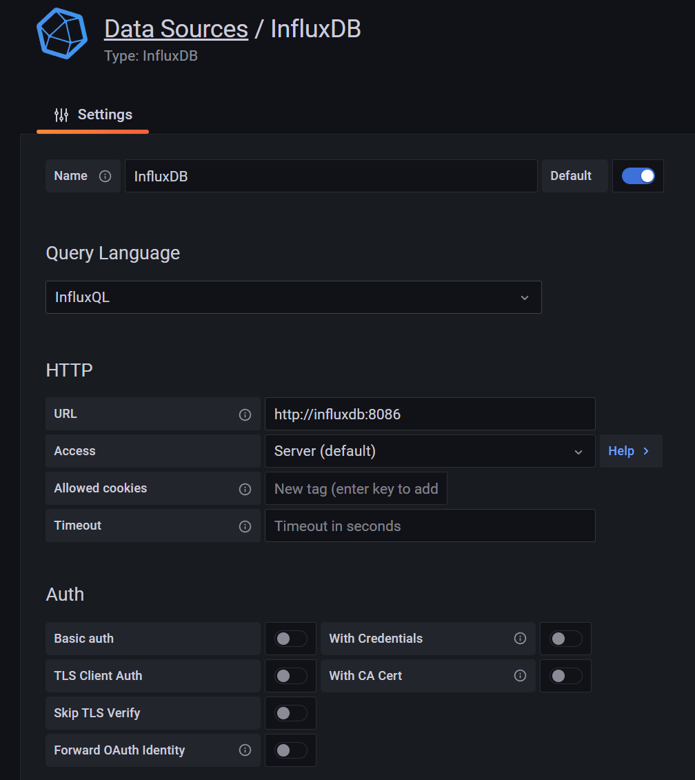 Configure InfluxDB as datasource