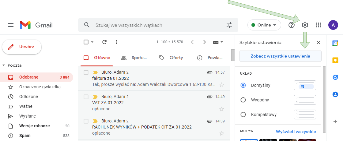 Ustawienia Gmail