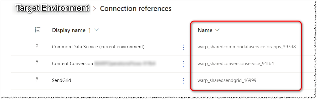 Target Environment Connection References