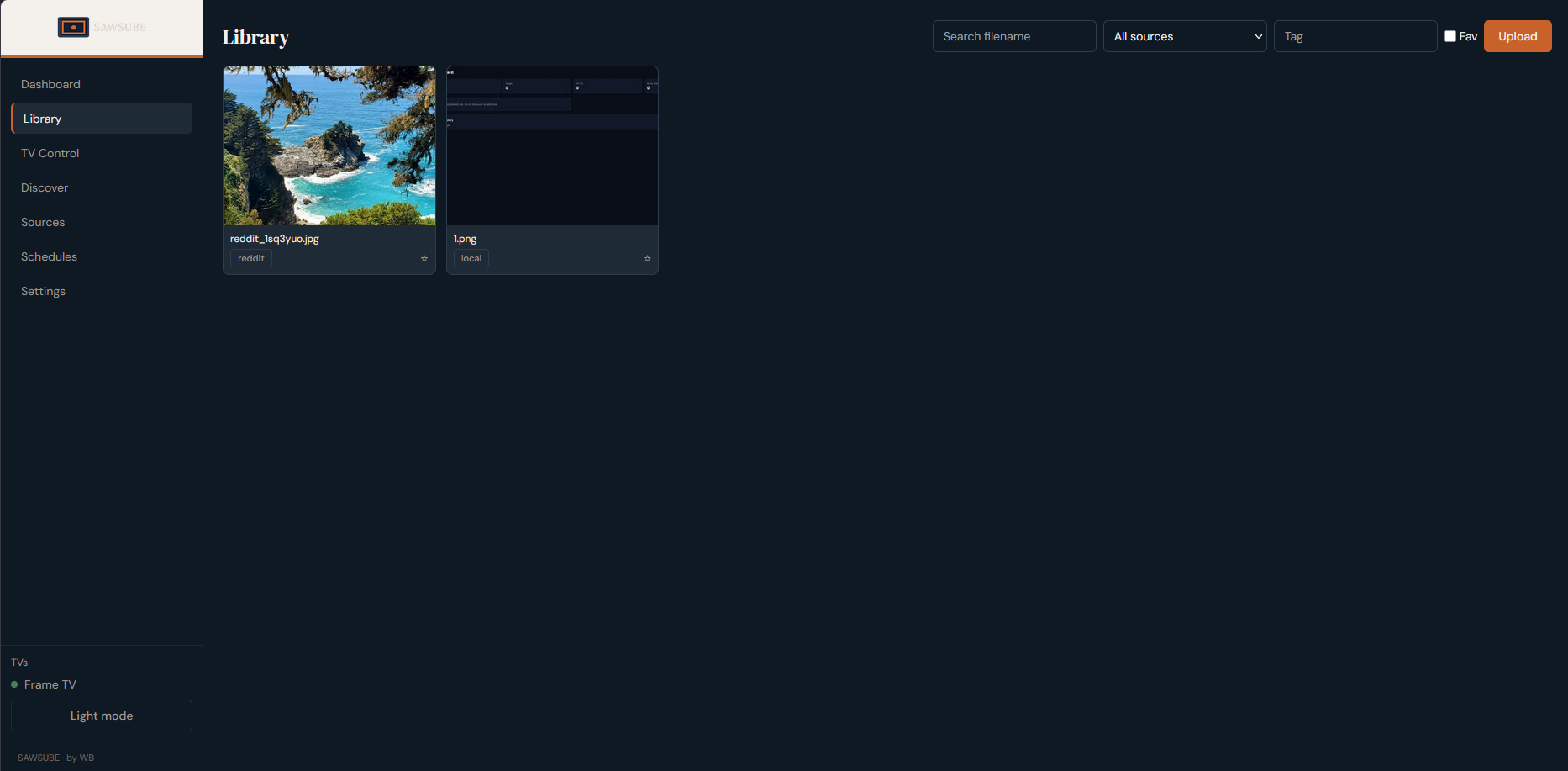 Library — dark mode