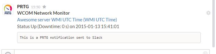 PRTG Slack Sample Notification