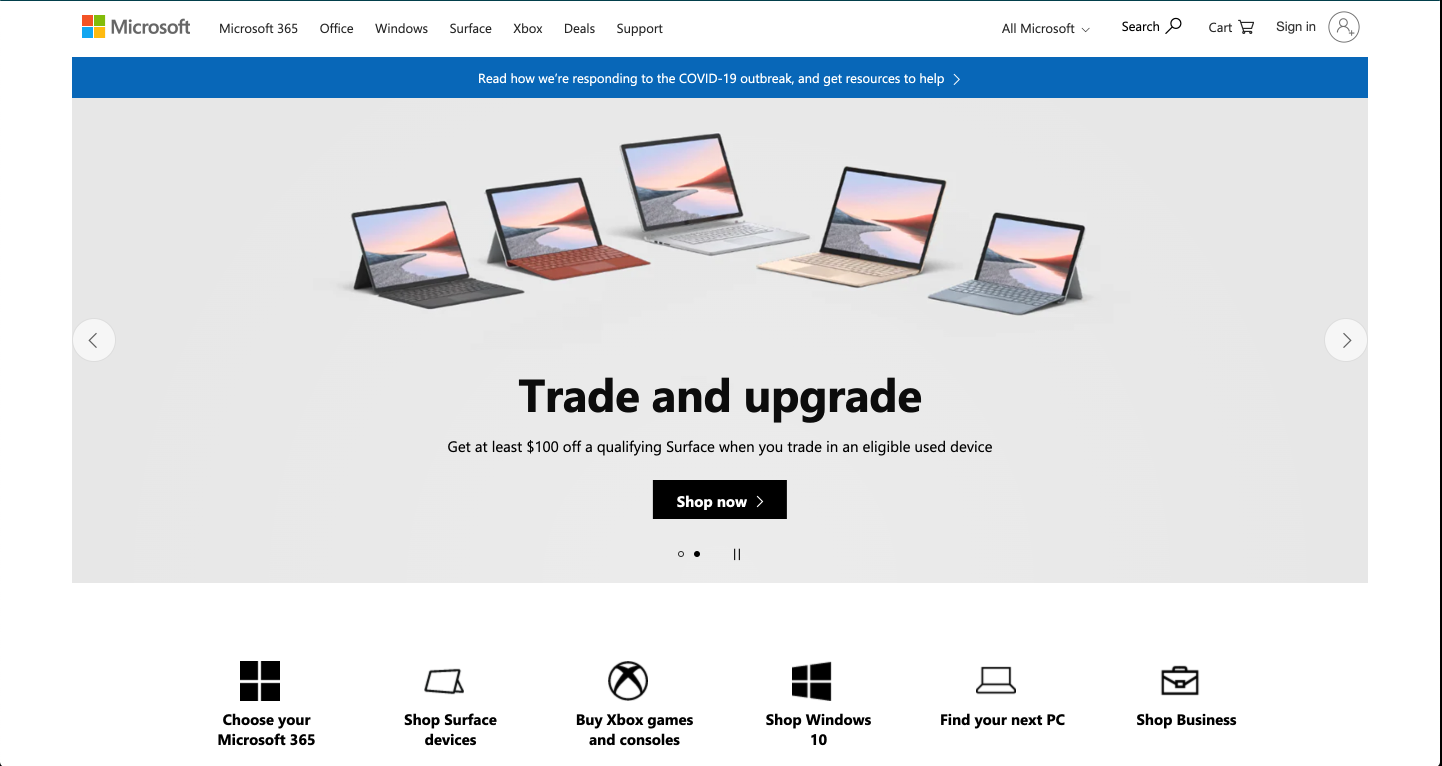Microsoft Home Page
