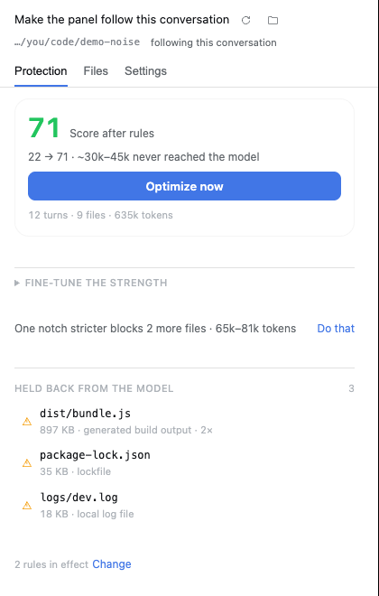 The AIignore tab in the right sidebar