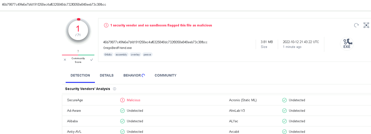 VirusTotal Results