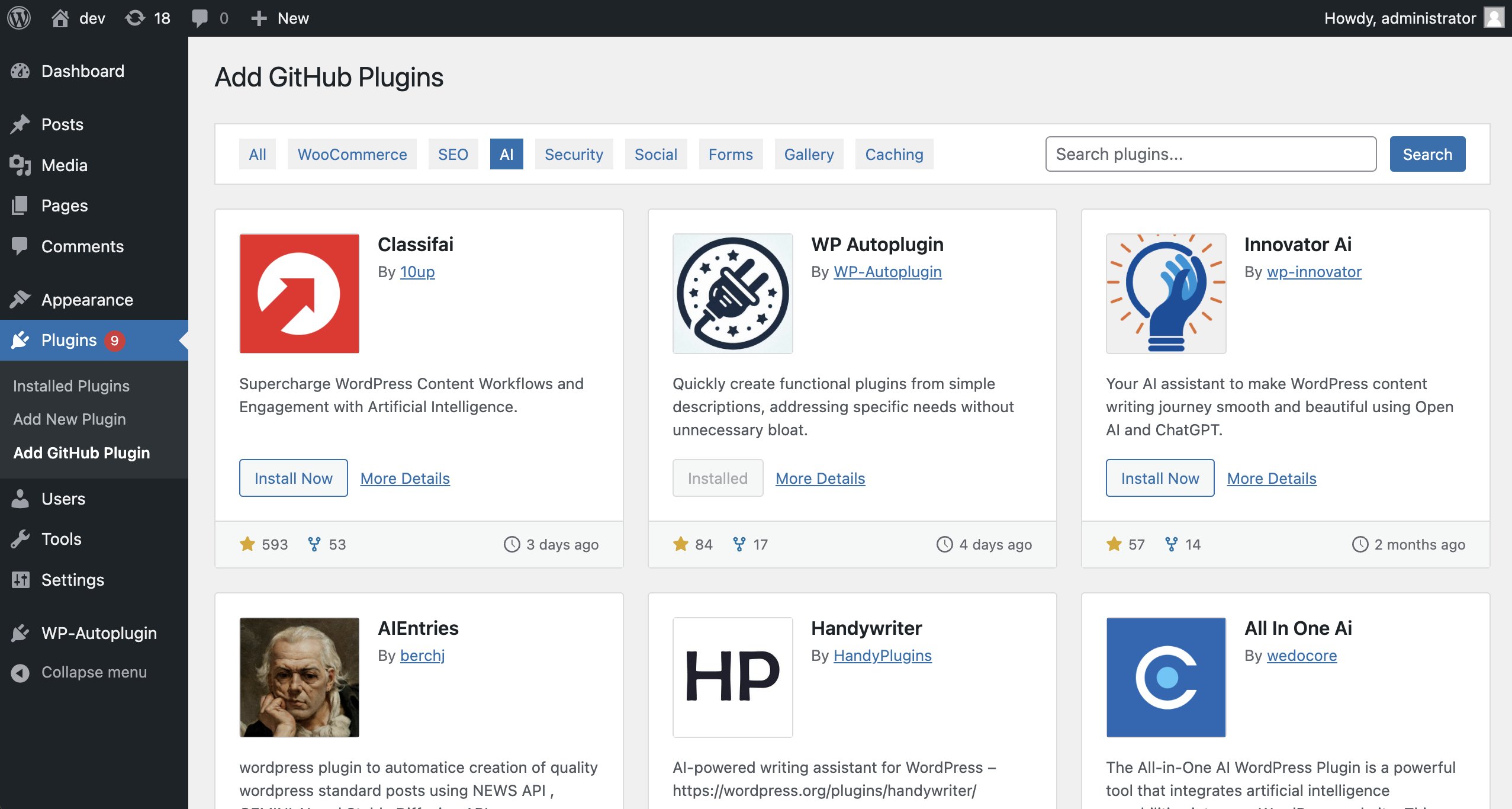 GitHub Plugin Browsing